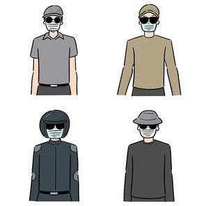 vector set of people using medical protective mask