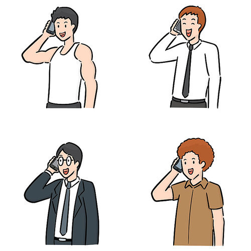 vector set of people using smartphone