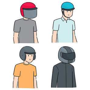 vector set of people wearing helmet