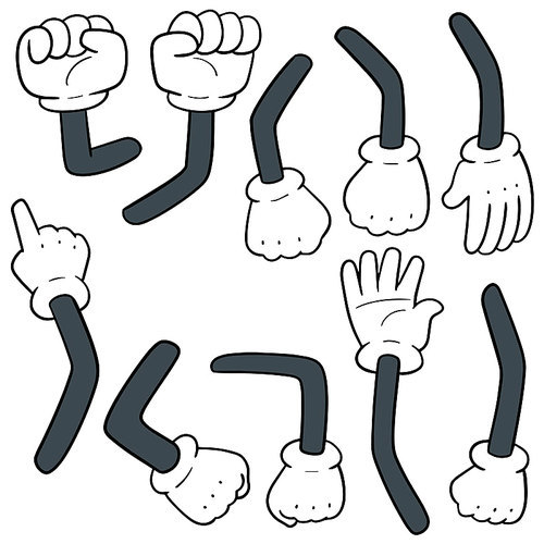 vector set of cartoon arm