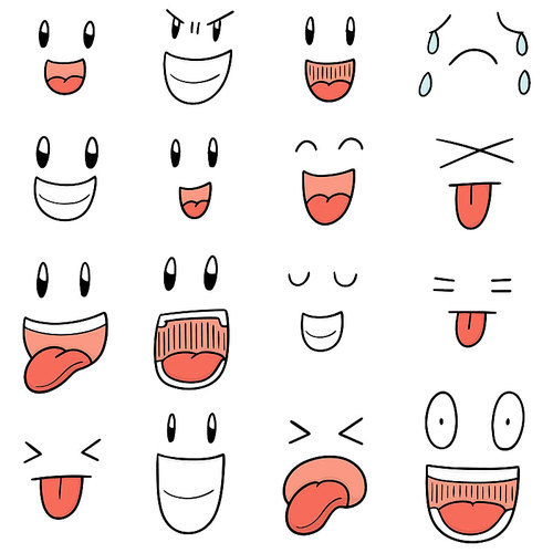 vector set of cartoon face