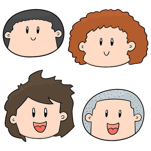 vector set of cartoon face