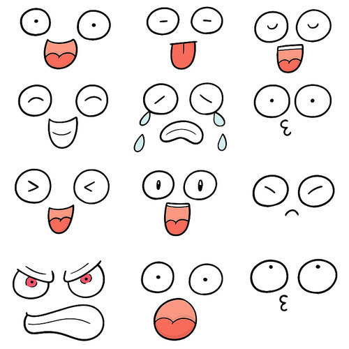 vector set of cartoon face