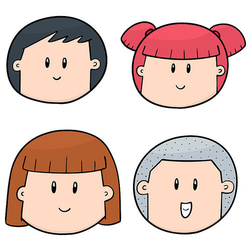 vector set of cartoon face