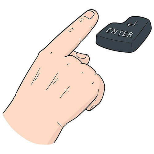 vector set of hand and enter button