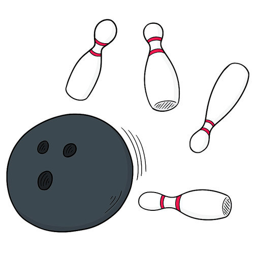 vector set of bowling ball and pin