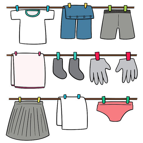 vector set of drying clothes