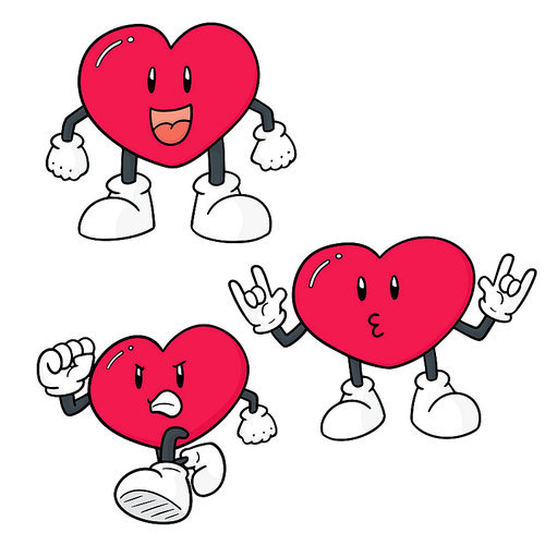 vector set of heart cartoon