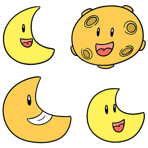 vector set of moon