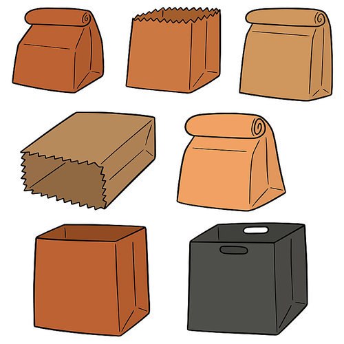 vector set of paper bag