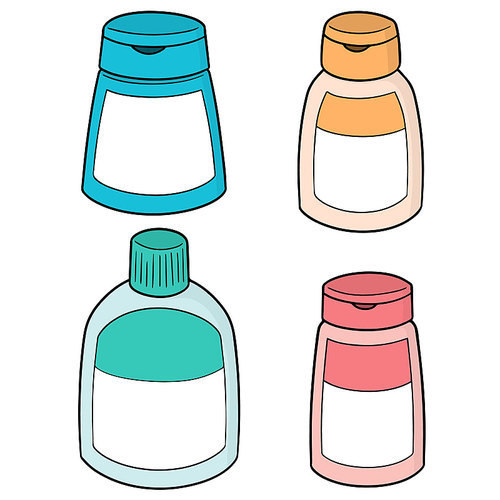 vector set of shampoo and liquid soap bottle