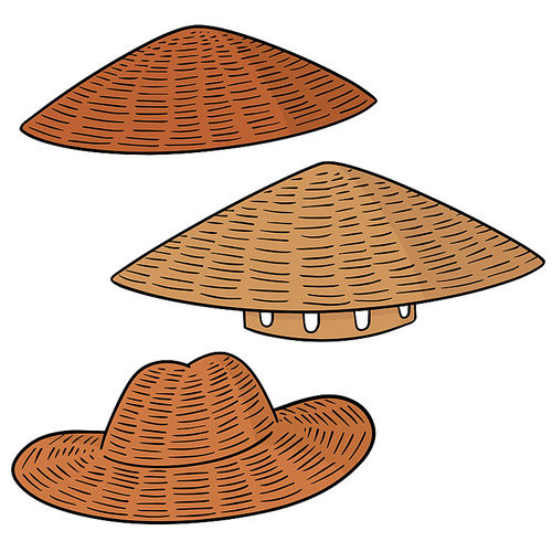 vector set of straw hat