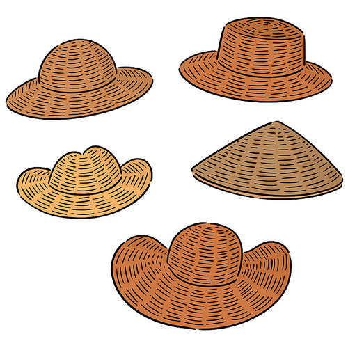 vector set of straw hat