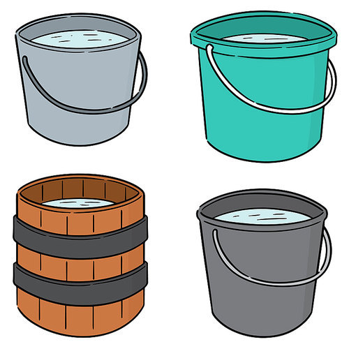 vector set of water buckets