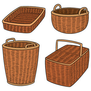 vector set of wicker basket