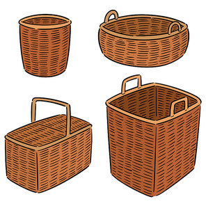 vector set of wicker basket