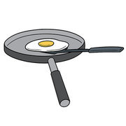 vector set of pan, flipper and fried egg