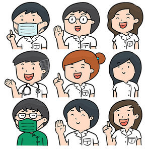 vector set of medical staff