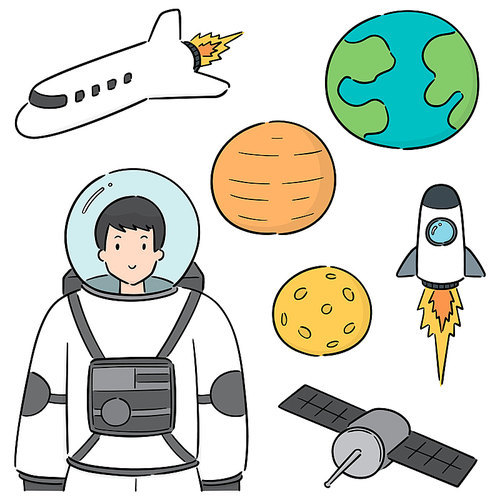 vector set of astronaut