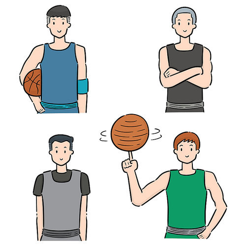 vector set of basketball player