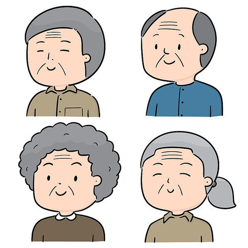 vector set of elder people