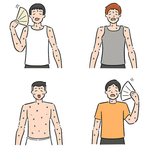 vector set of people in hot weather