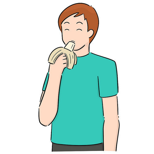 vector of man eat banana