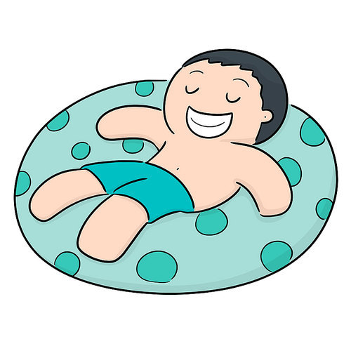 vector of man relaxing on life ring