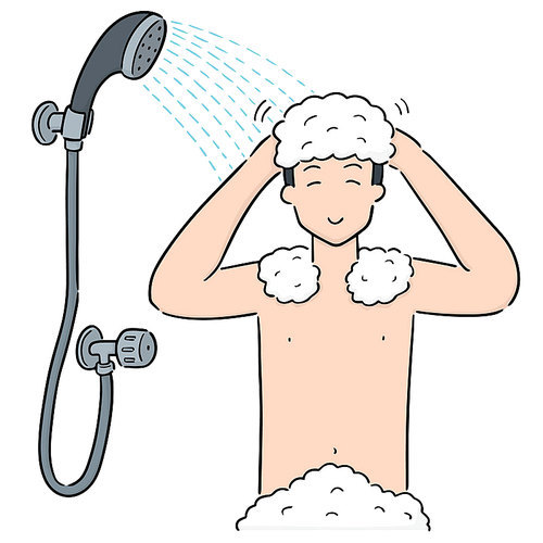 vector of man showering