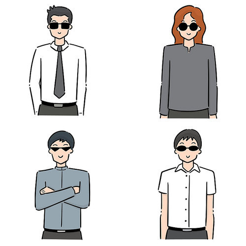 vector set of men wearing sunglasses