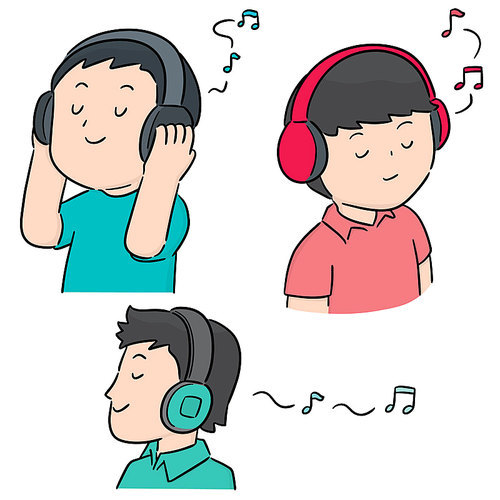 vector set of people listening music