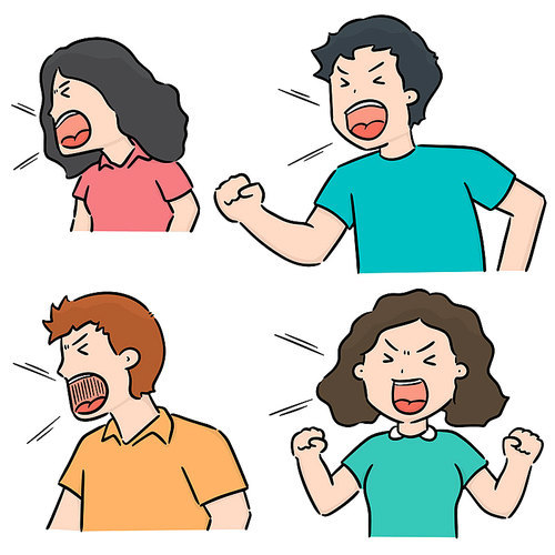 vector set of shouting people
