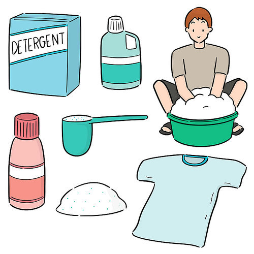 vector set of people washing clothes