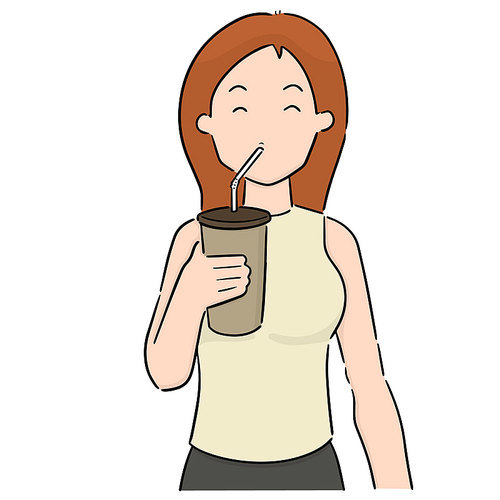 vector set of woman drinking