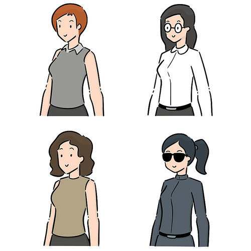 vector set of women