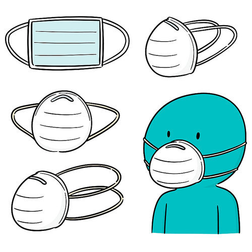vector set of medical protective mask