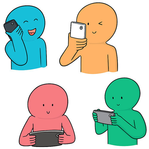 vector set of people using smartphone