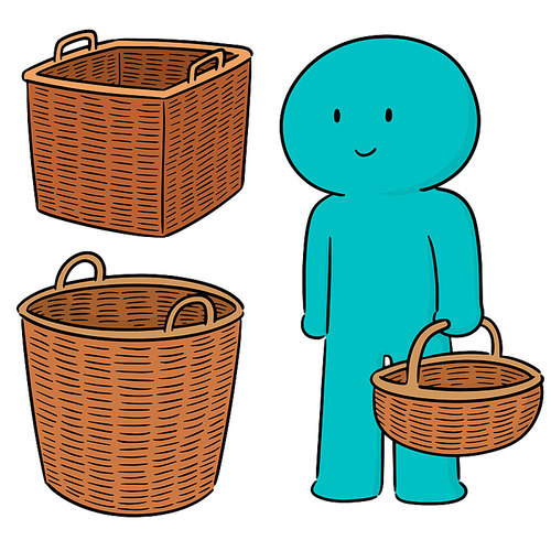 vector set of wicker basket