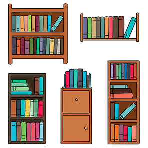 vector set of bookshelf