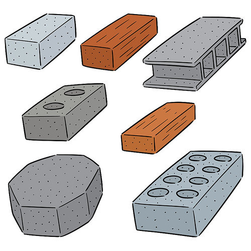 vector set of concrete construction block