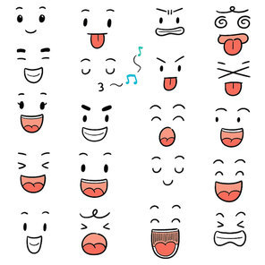 vector set of cartoon face