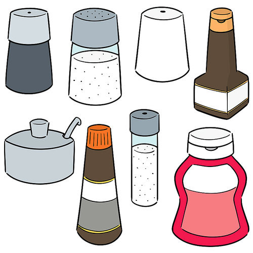 vector set of condiment bottles