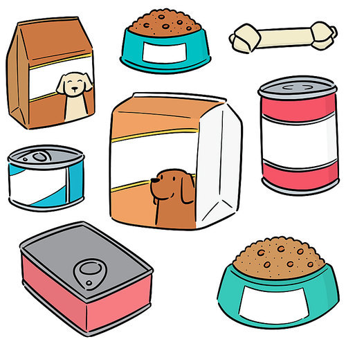 vector set of dog food