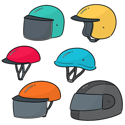 vector set of motorcycle helmet