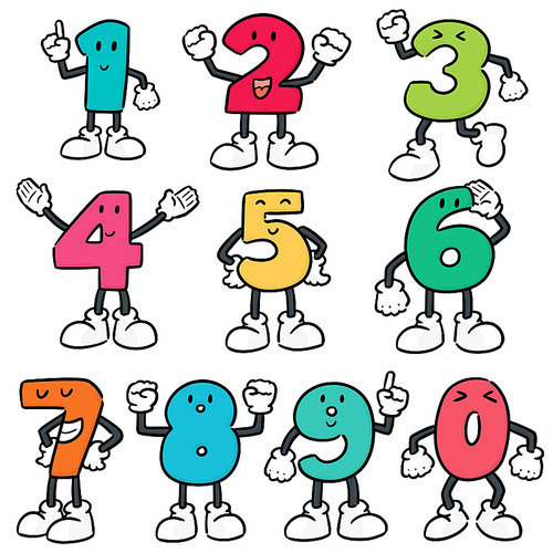 vector set of number cartoon