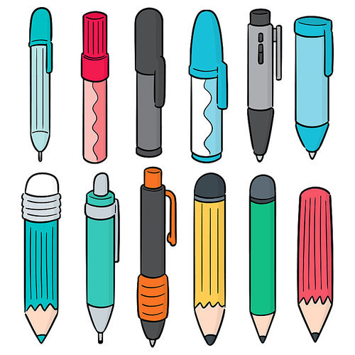vector set of pen and pencil