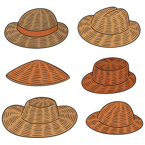 vector set of straw hat