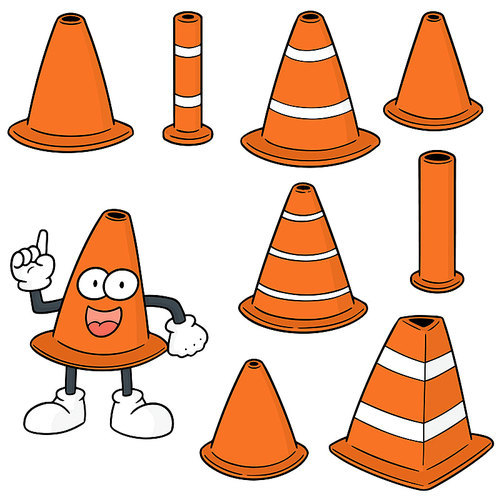 vector set of traffic cone