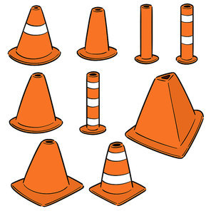 vector set of traffic cone