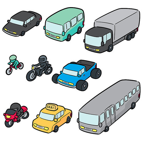 vector set of transportation and vehicle